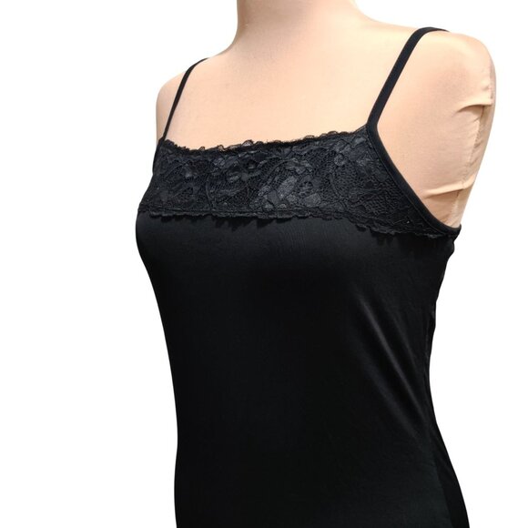 Maurices L Womens Black Camisole Tank Top Lace Trim Adjustable Straps Layering - Picture 11 of 12